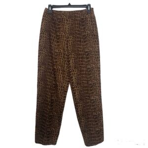 Corduroy Straight Leg Animal Print Pants Women’s 6 Brown